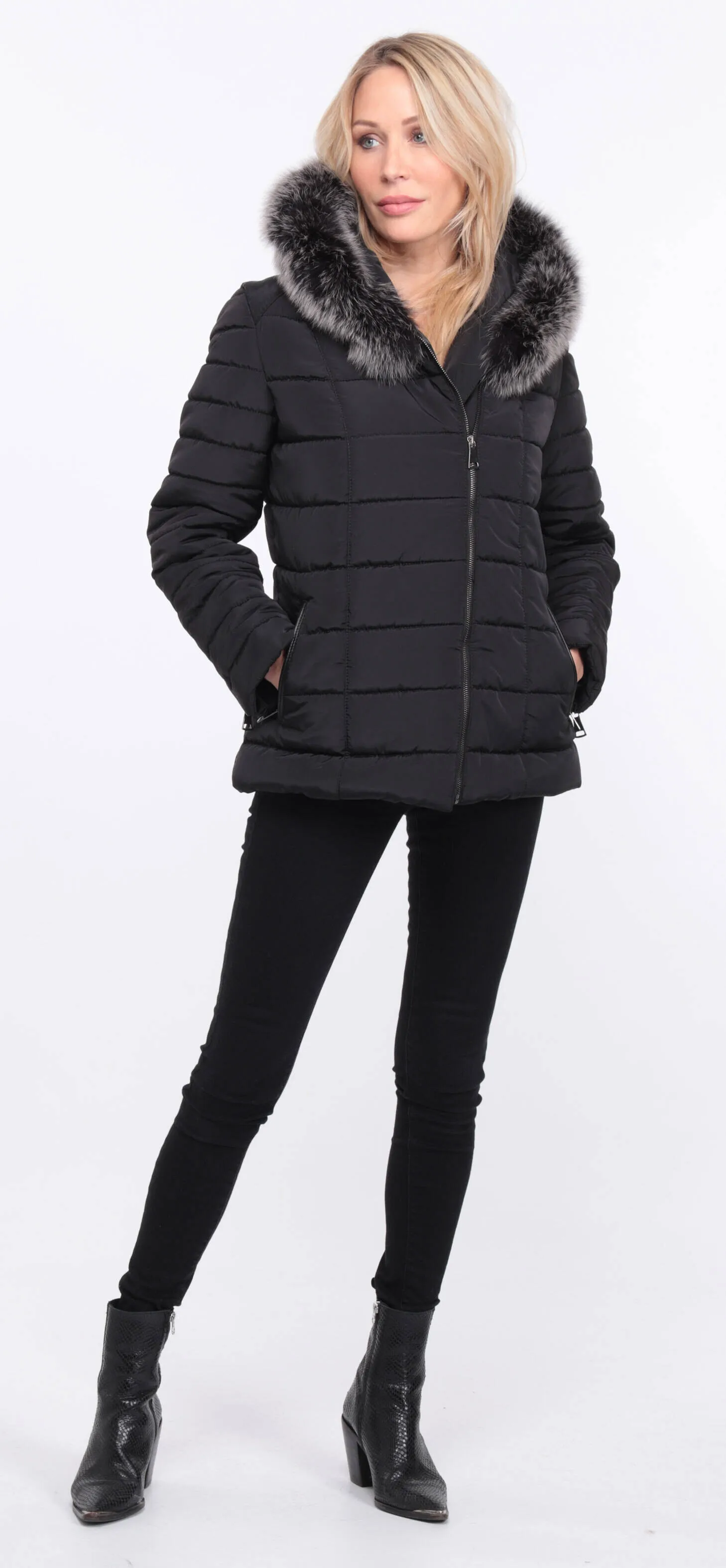 Down jacket fabric + black fox eve