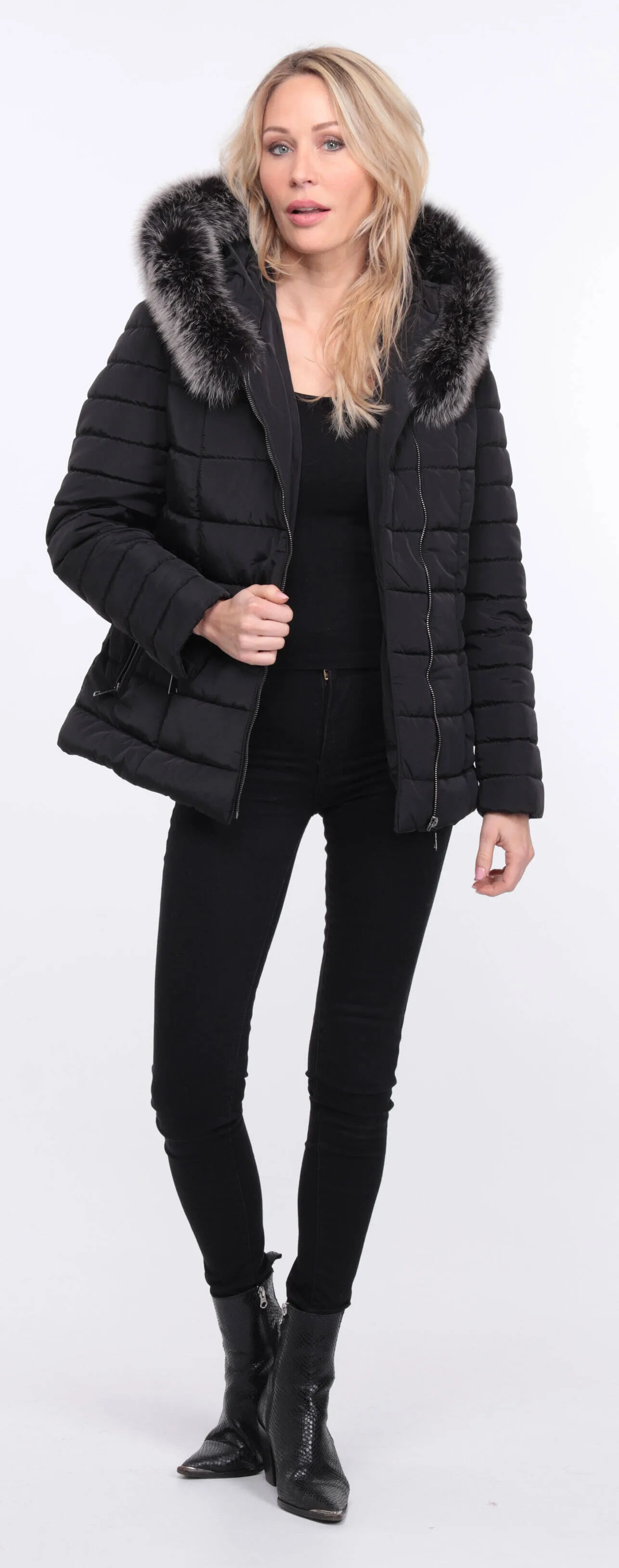 Down jacket fabric + black fox eve