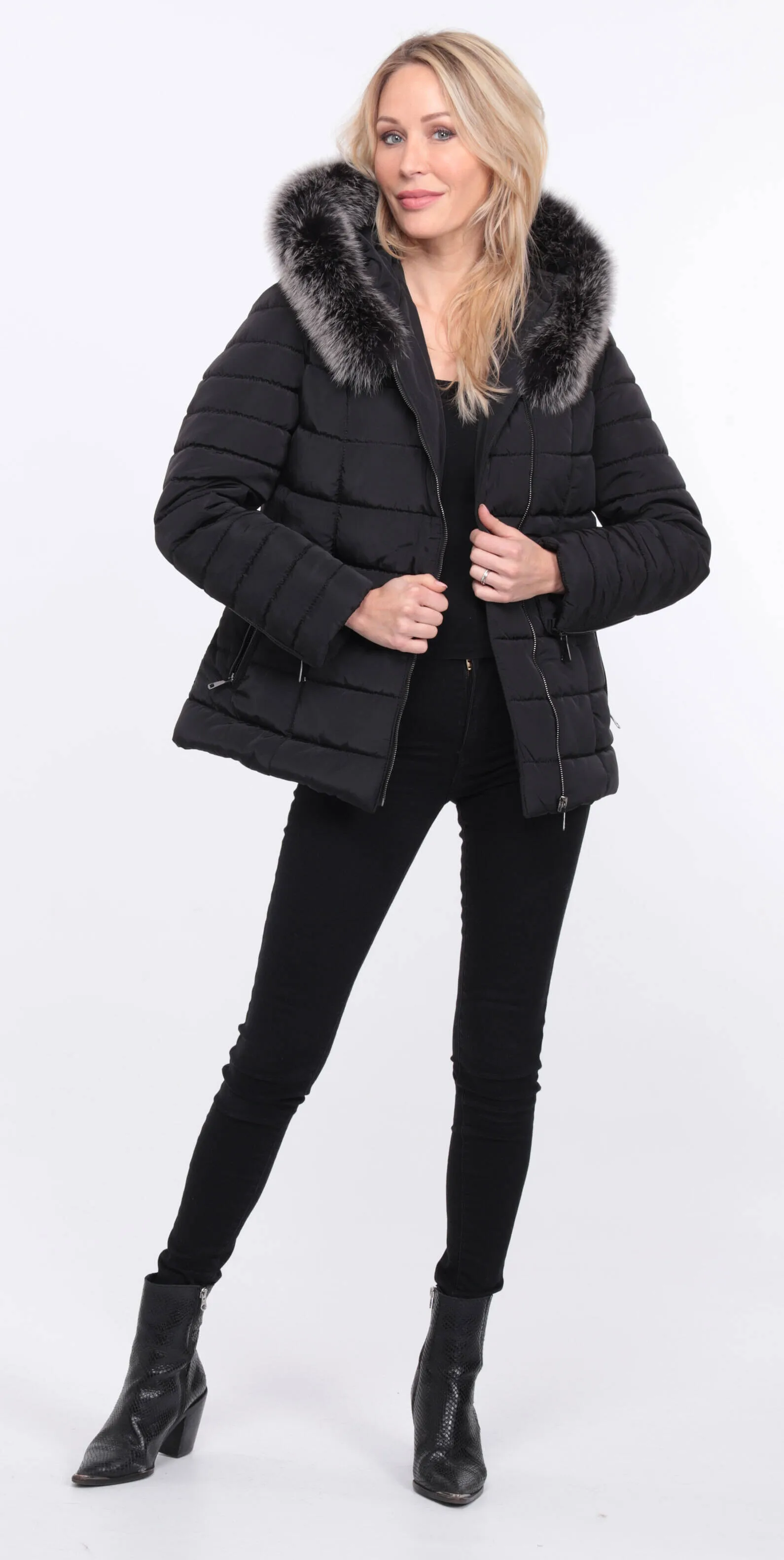 Down jacket fabric + black fox eve