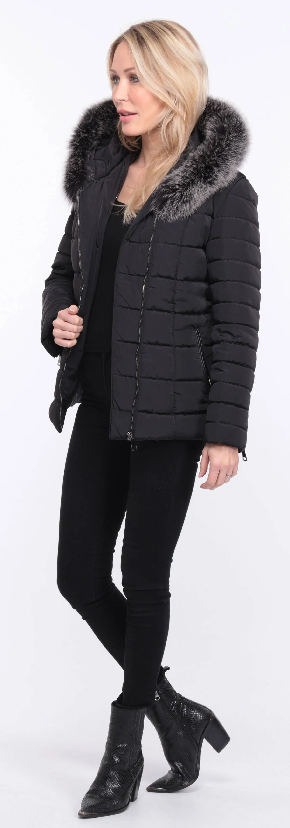 Down jacket fabric + black fox eve