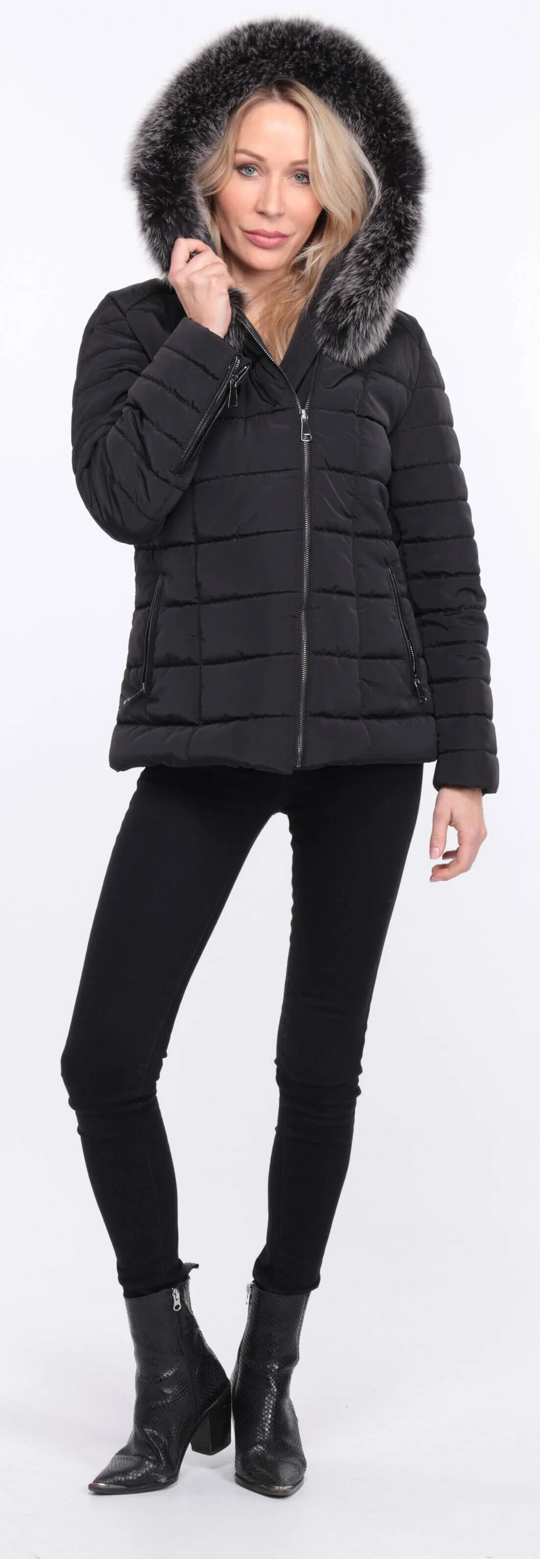 Down jacket fabric + black fox eve