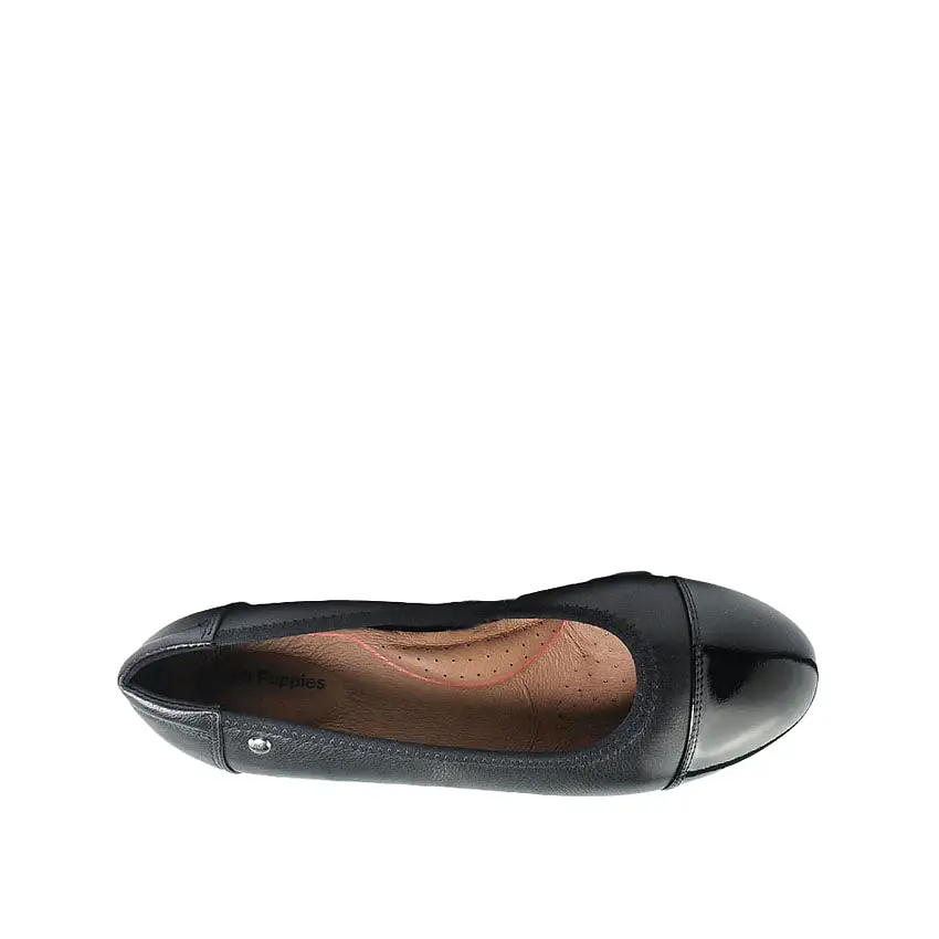 Ebony Toe Cap Women's Shoes - Black Leather