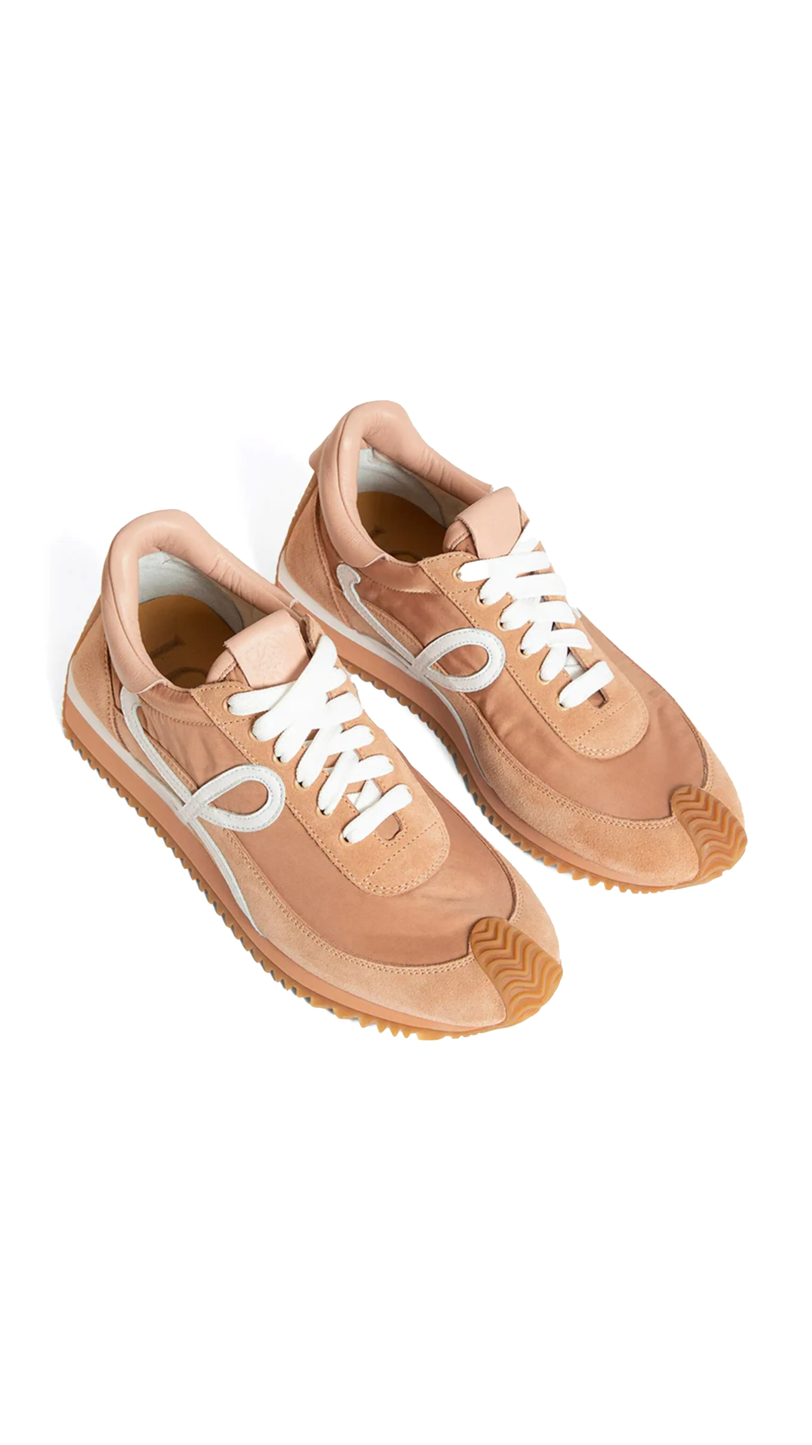 Flow Runner Sneakers in Suede and Nylon - Camel/White