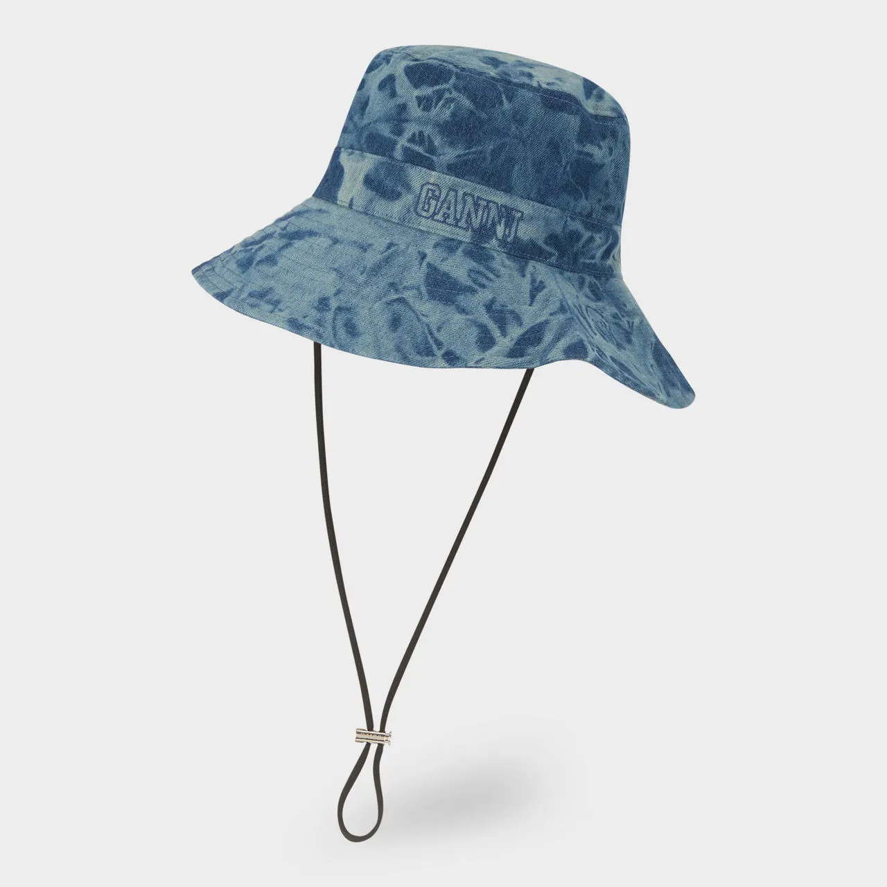 GANNI The Sustainable Edit Tie-Dye Logo Bucket Hat - Denim