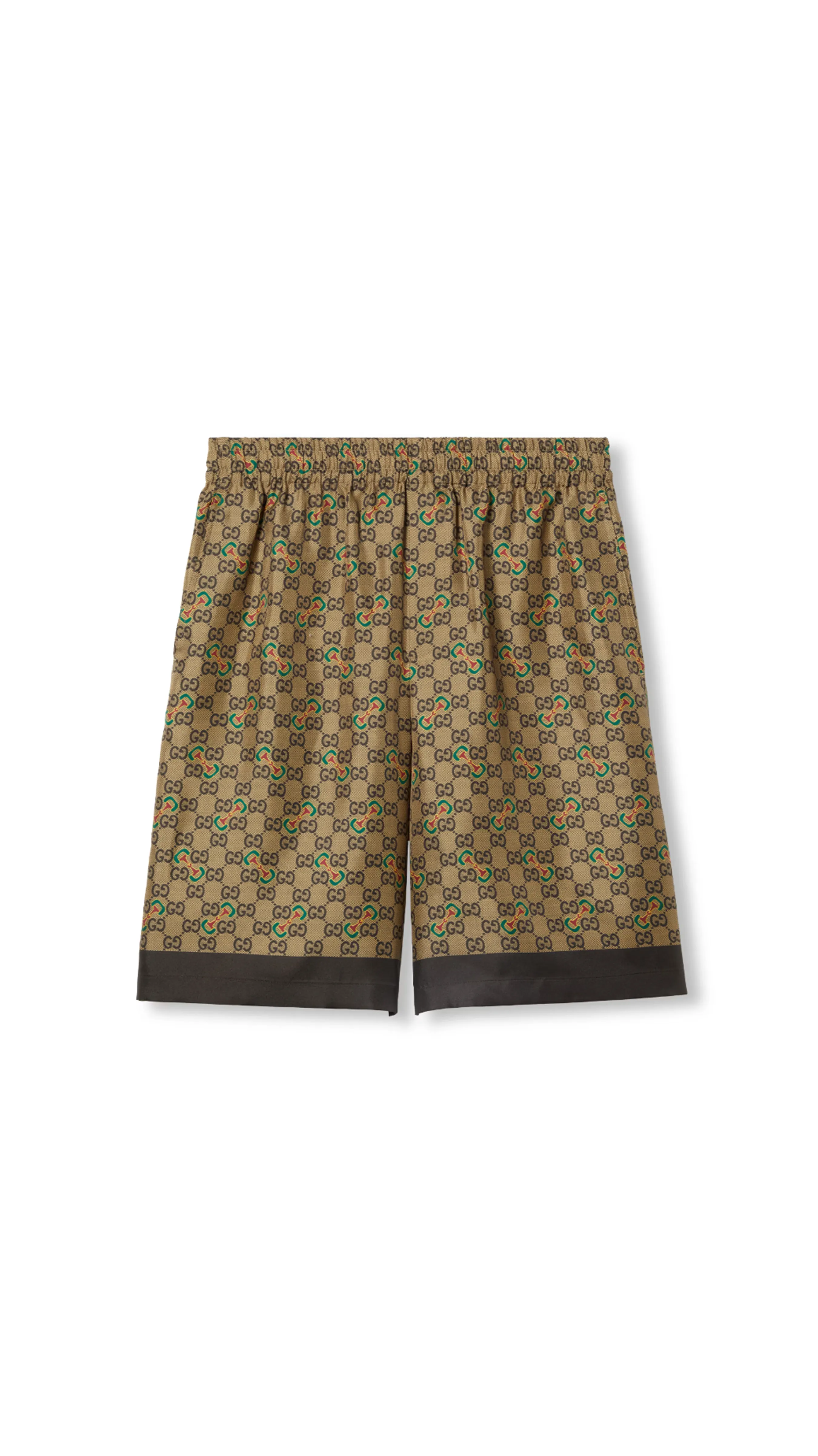 GG Silk Bermuda Shorts - Brown/Multi