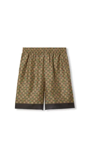 GG Silk Bermuda Shorts - Brown/Multi