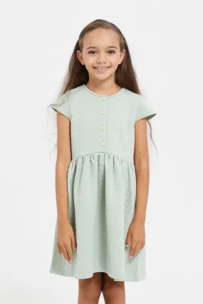 Girls Mint Jacquard Dress