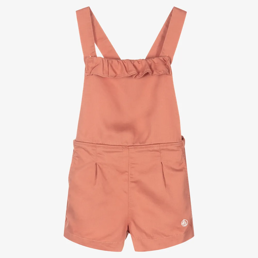 Girls Short Pink Dungarees