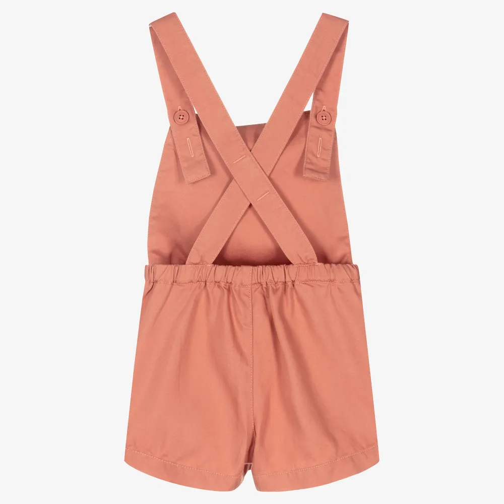 Girls Short Pink Dungarees