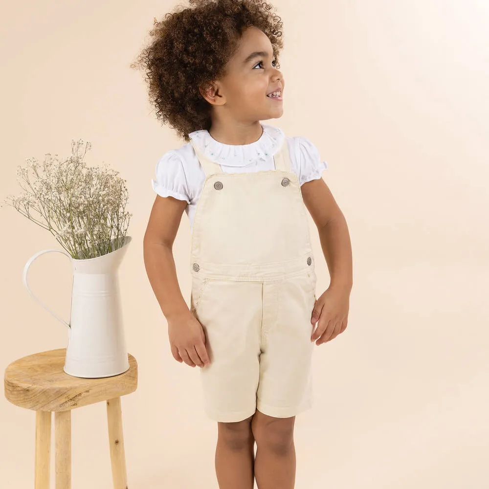 Girls Yellow Cotton Dungarees Set