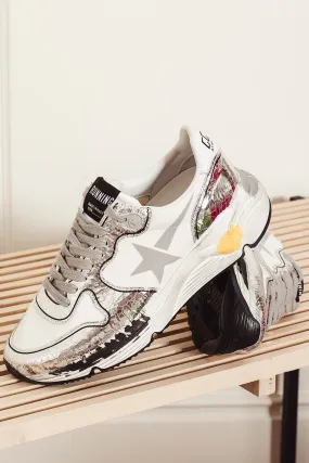 GOLDEN GOOSE Sneakers donna Running Sole pelle laminata argento