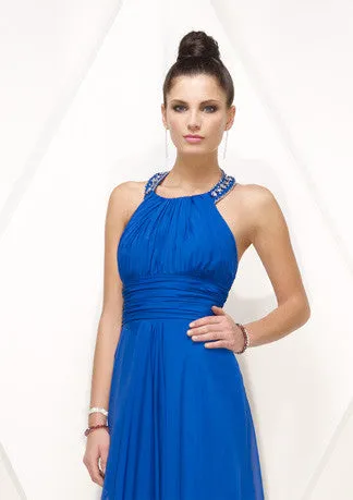 Grecian Blue Halter Formal Prom Evening Dress HB138A