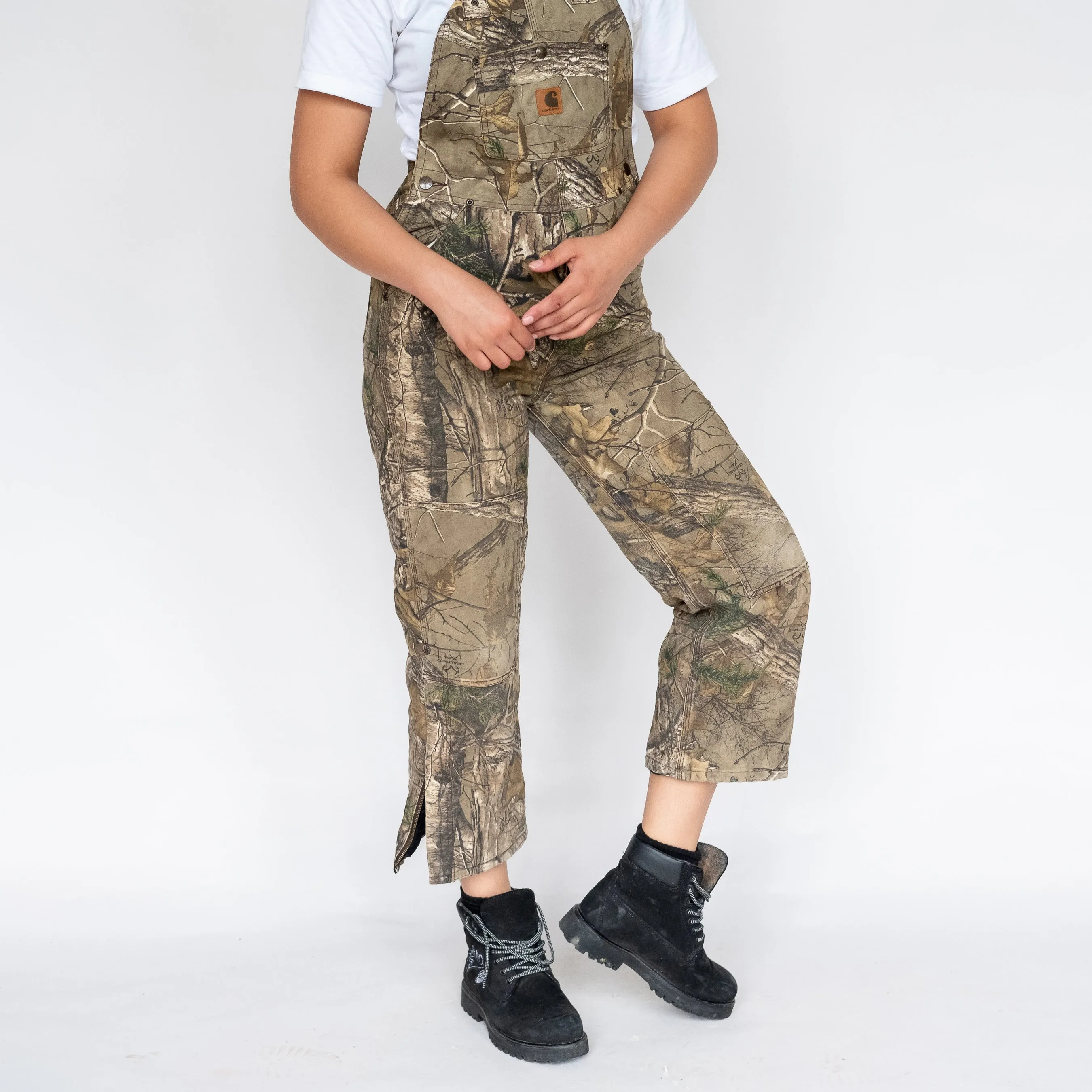 Green 90s Carhartt Realtree Camo Canvas Baggy Dungarees (S)