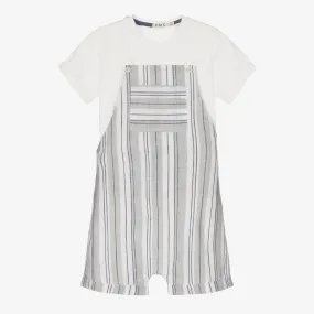 Green Stripe Dungarees Set