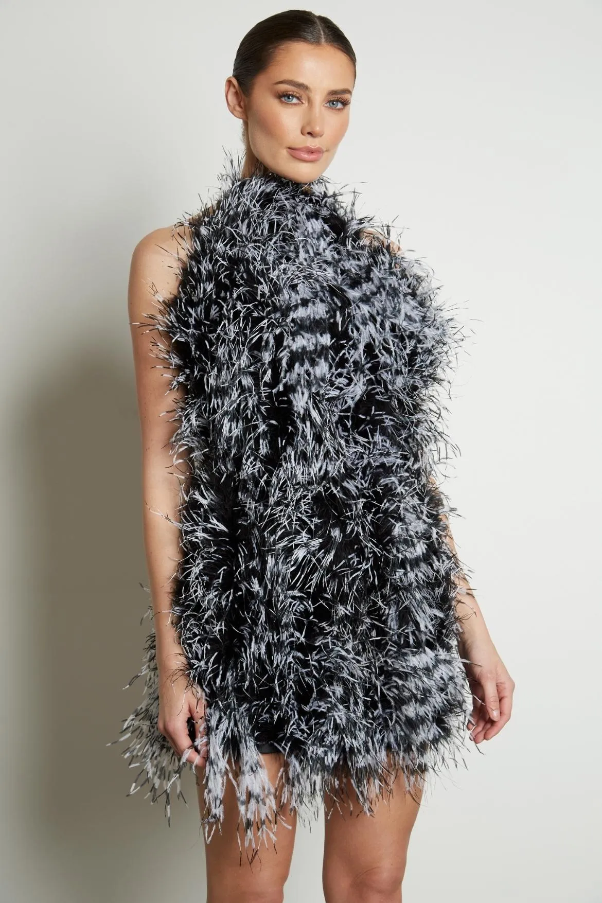 Halter Neck Feather Dress