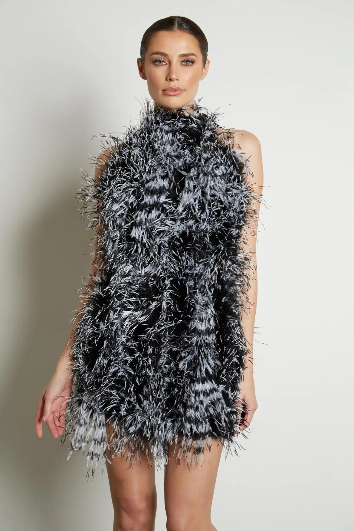 Halter Neck Feather Dress