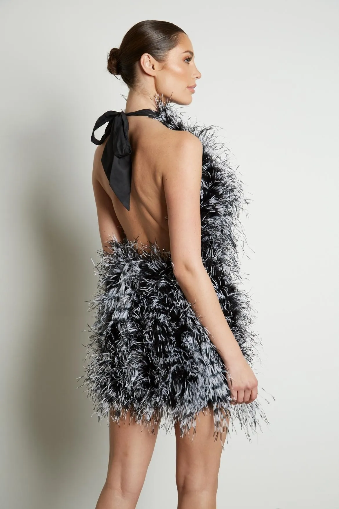 Halter Neck Feather Dress