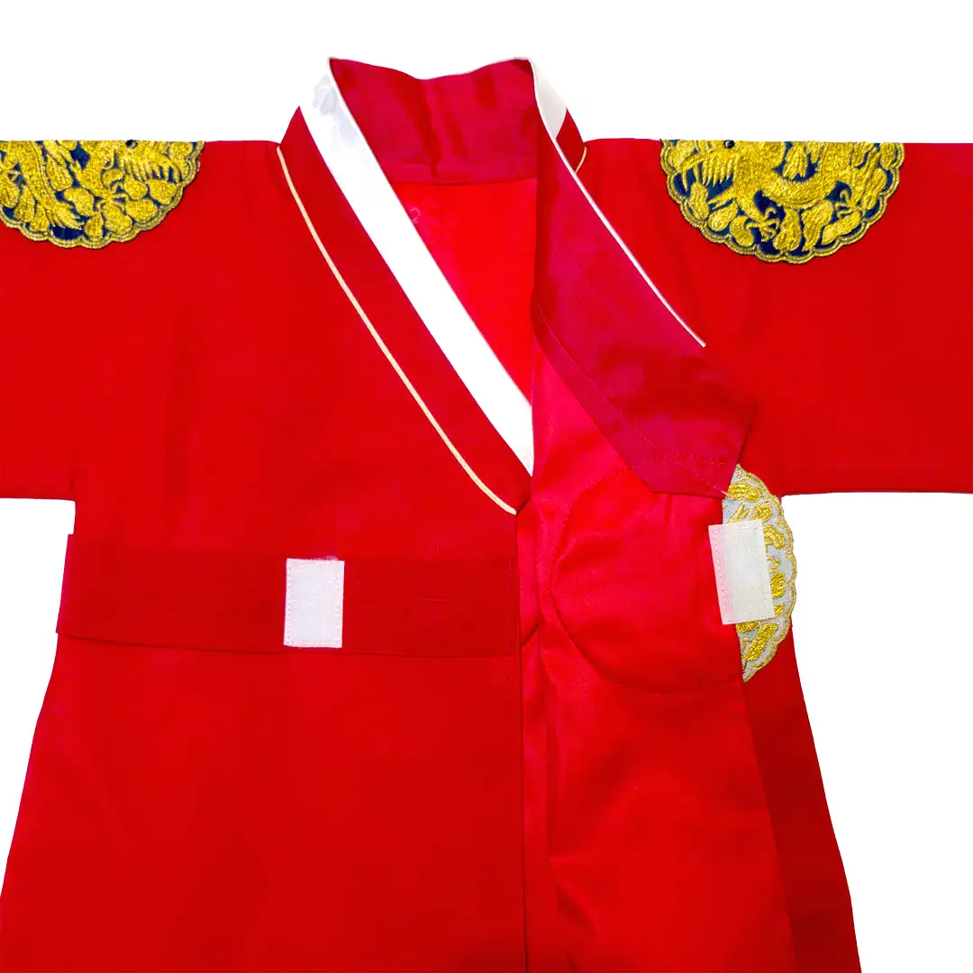 Hanbok Baby Boy 4-piece Set - King Red/Indigo