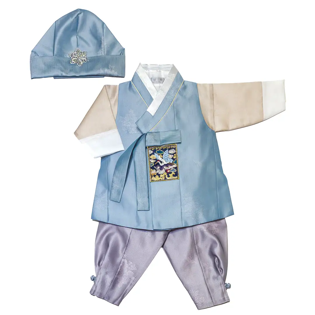 Hanbok Baby Boy 4-piece Set - Noble Man Dusty Green