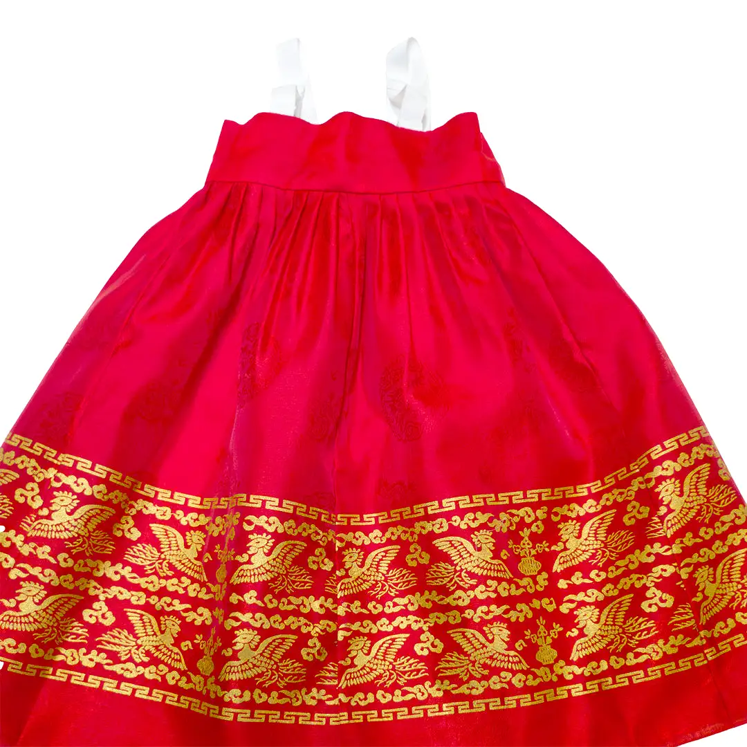 Hanbok Baby Girl 4-piece Set - Queen Red/Green