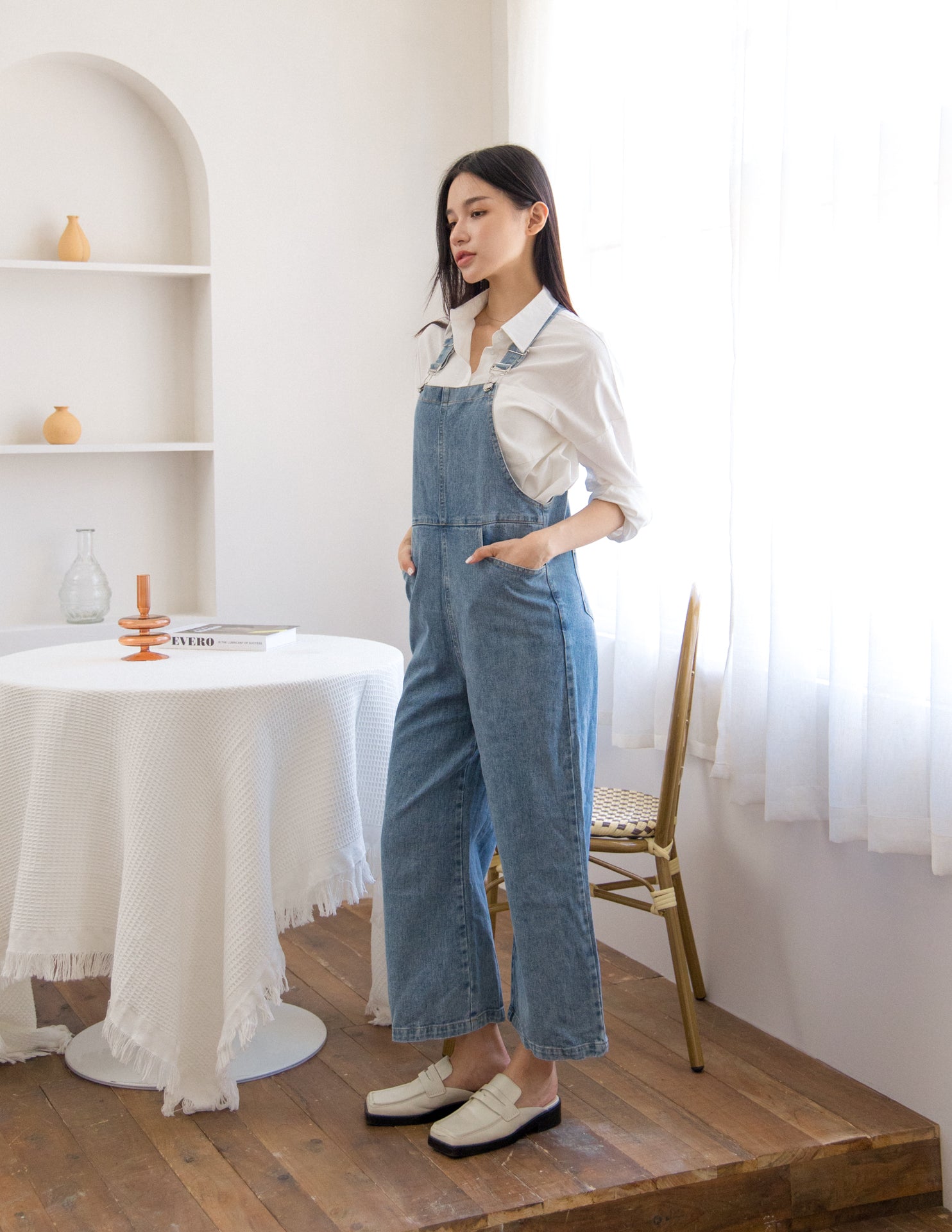 Kalyn Denim Overalls in Blue