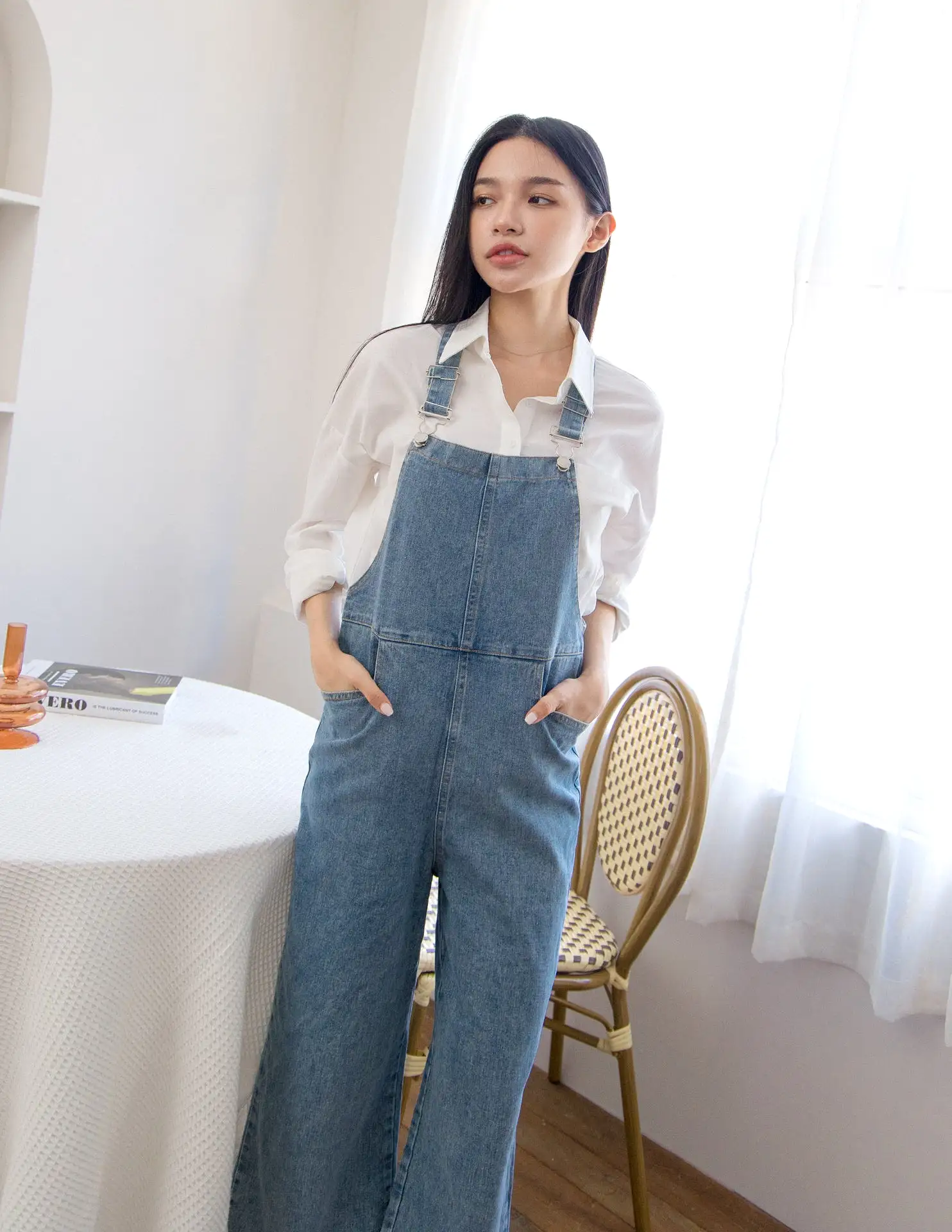 Kalyn Denim Overalls in Blue