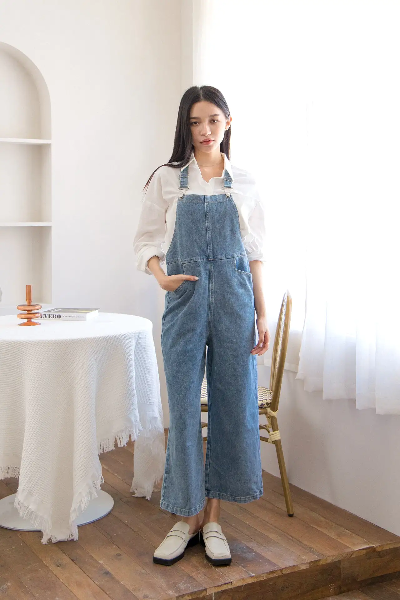 Kalyn Denim Overalls in Blue