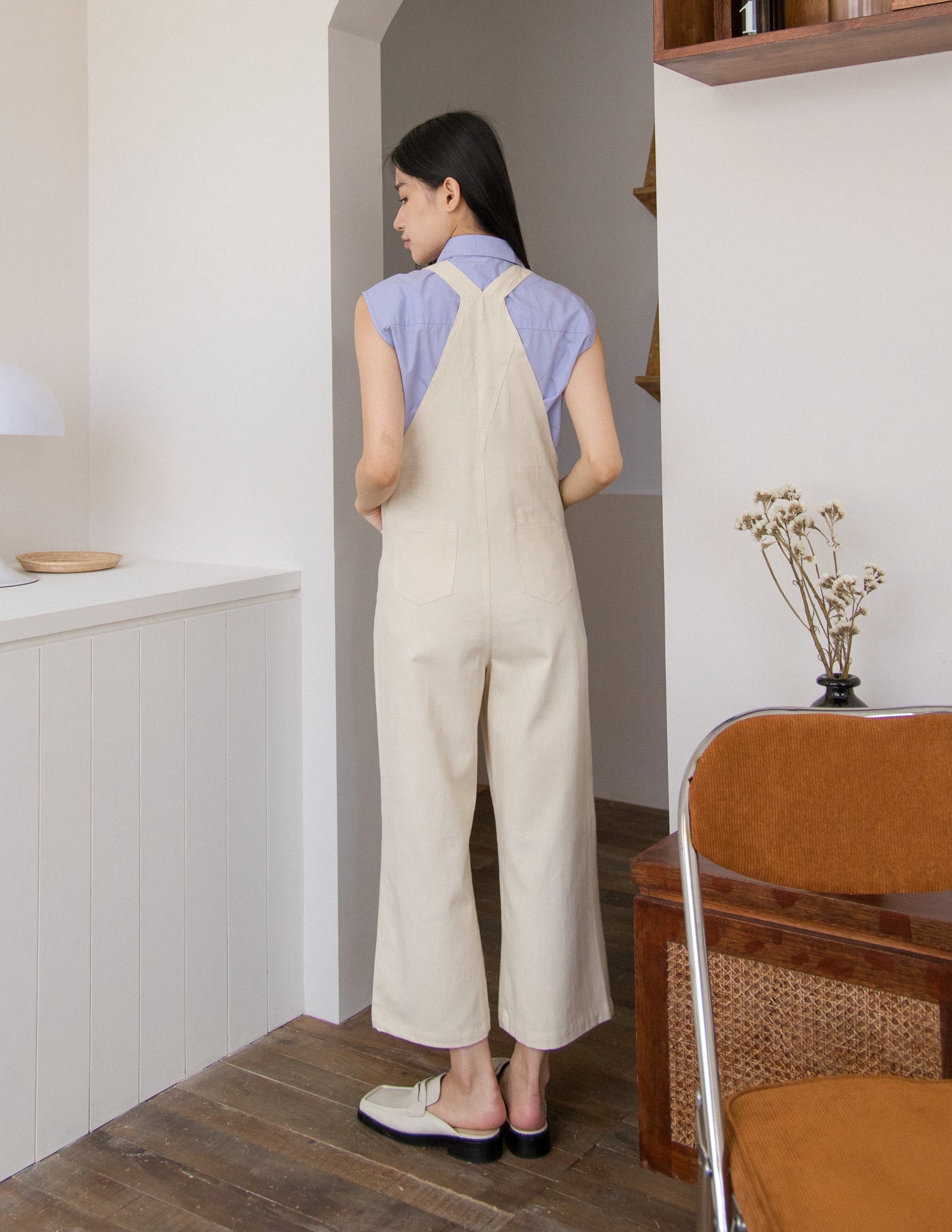 Kalyn Denim Overalls in Cream