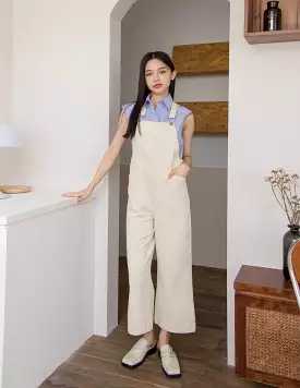 Kalyn Denim Overalls in Cream