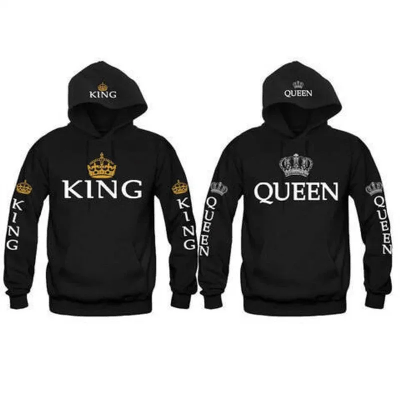 King Queen Crown Couple Hoodies