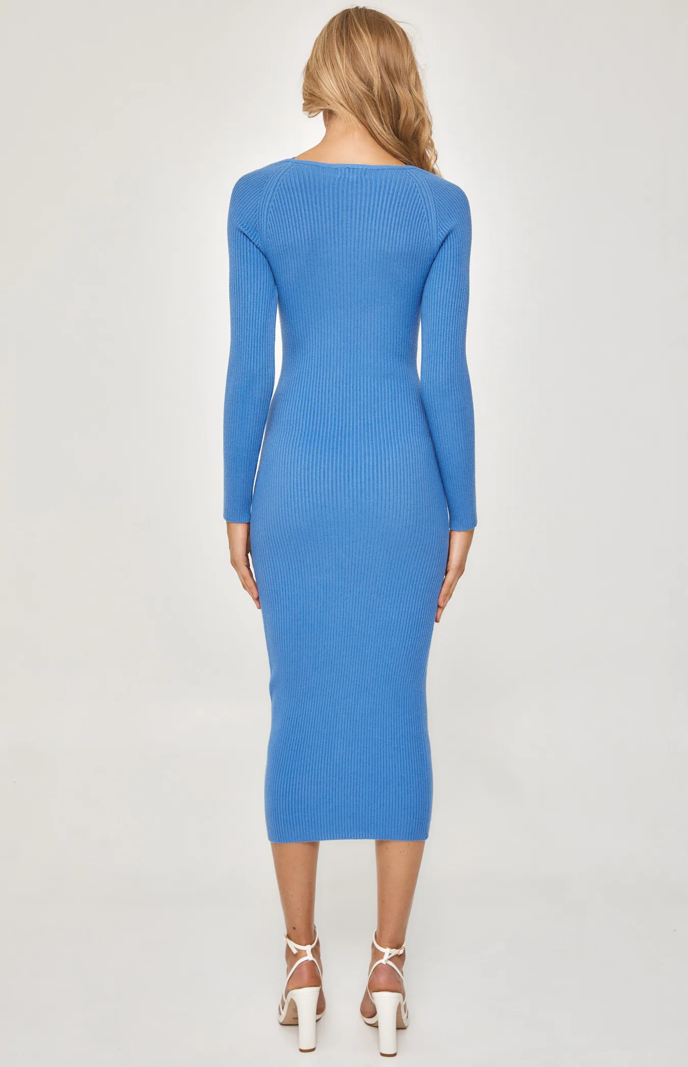 Knit Midi Dress with Neckline Cut Out Detail (WKN341) 