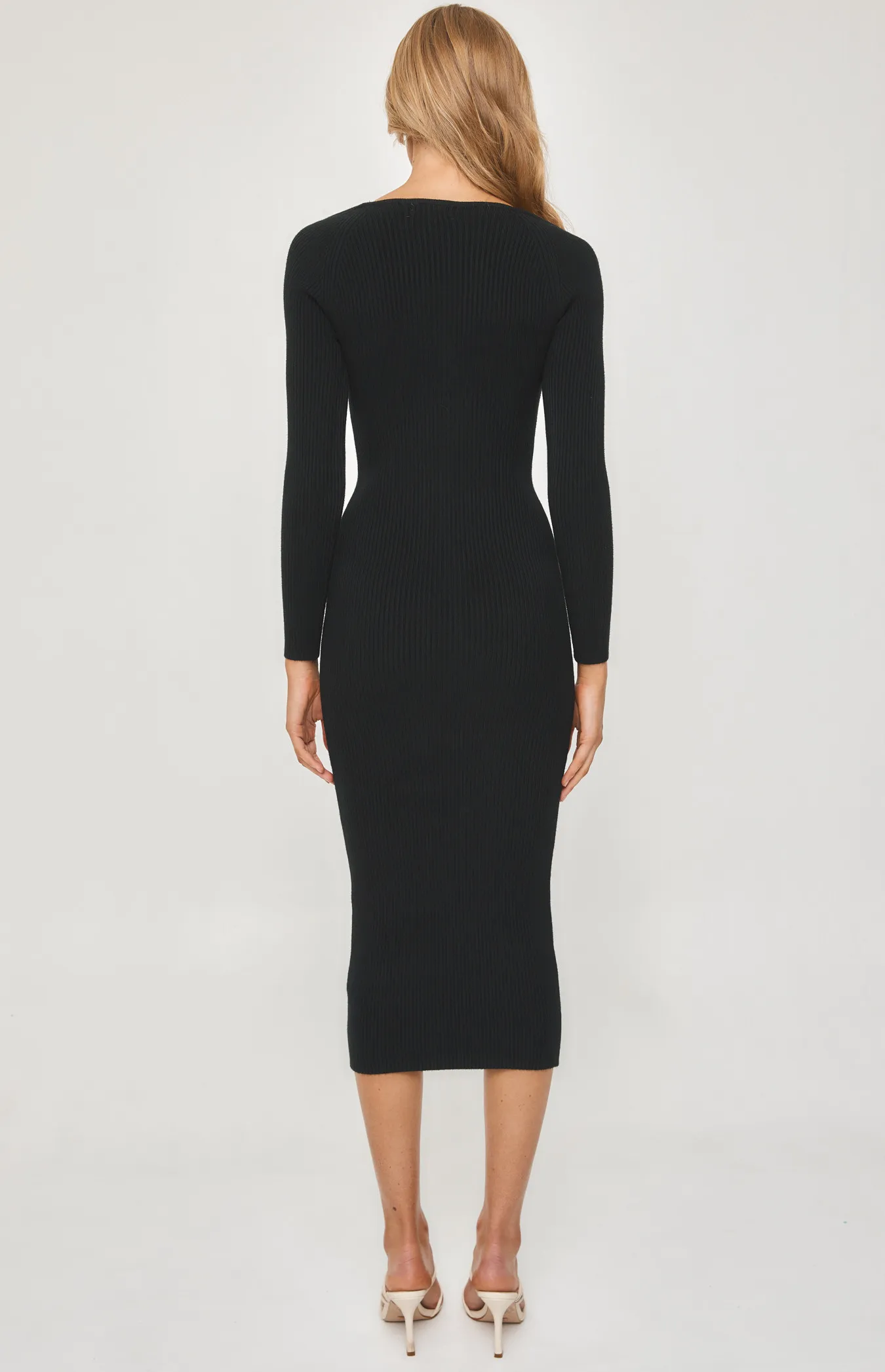 Knit Midi Dress with Neckline Cut Out Detail (WKN341) 