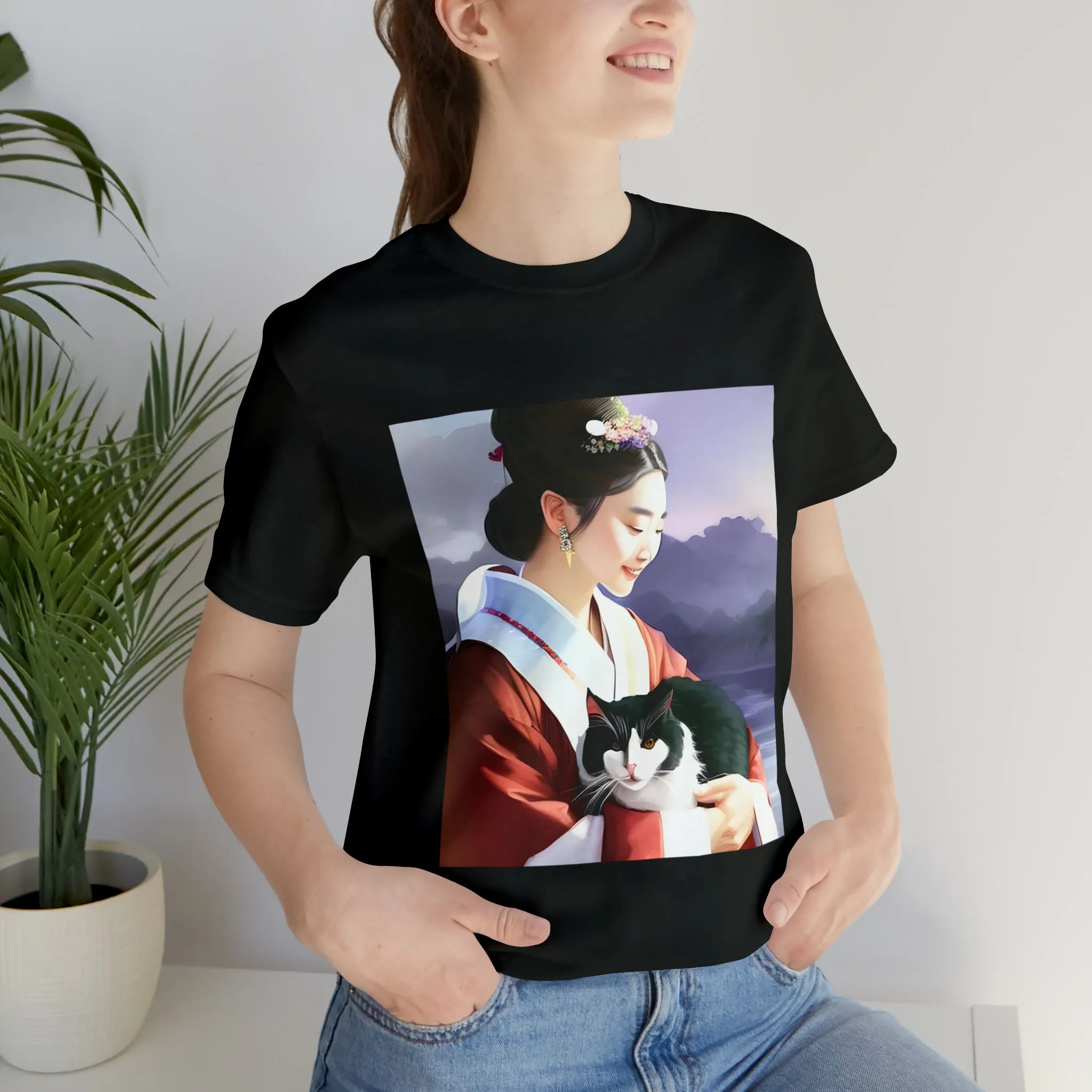 Korean women in hanbok and cat T-Shirt