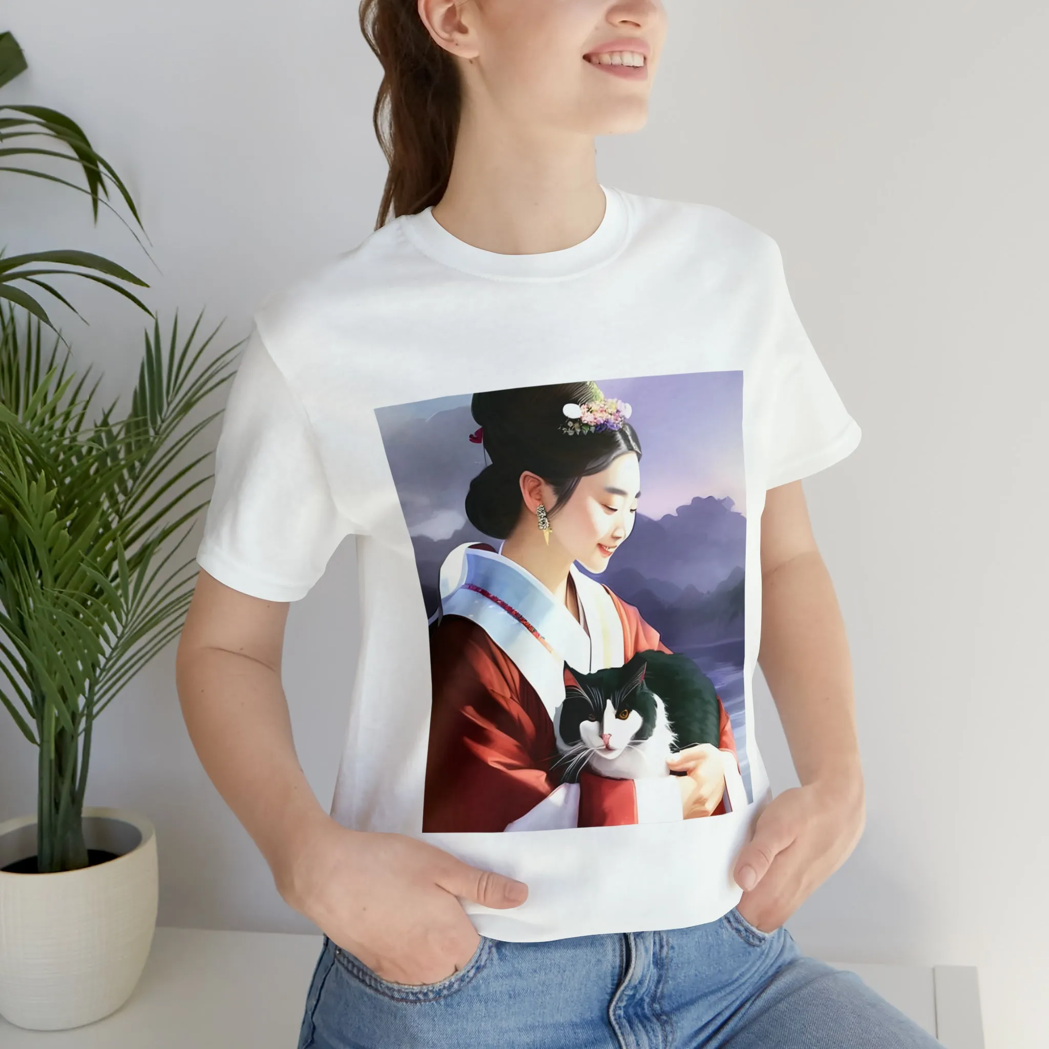 Korean women in hanbok and cat T-Shirt