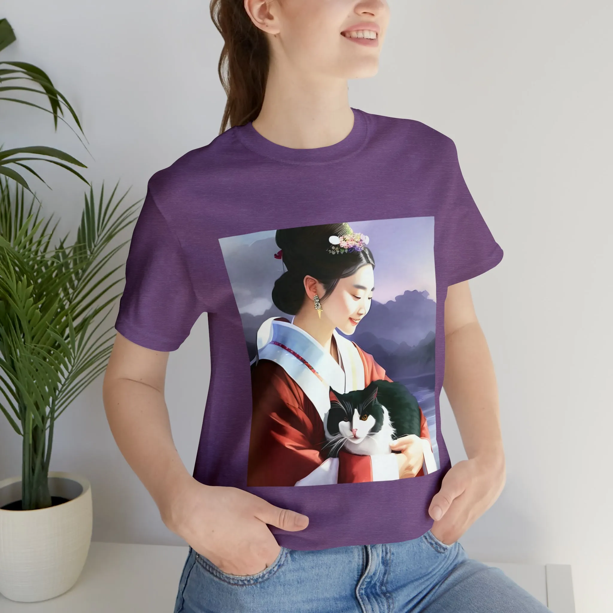 Korean women in hanbok and cat T-Shirt