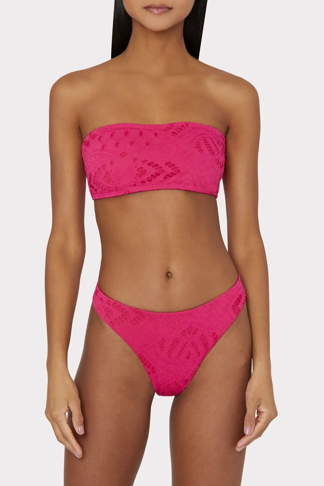 Lace Eyelet Bandeau Bikini Top