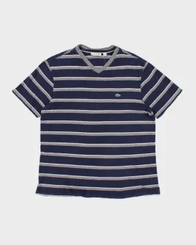 Lacoste Striped V-Neck T-Shirt - L