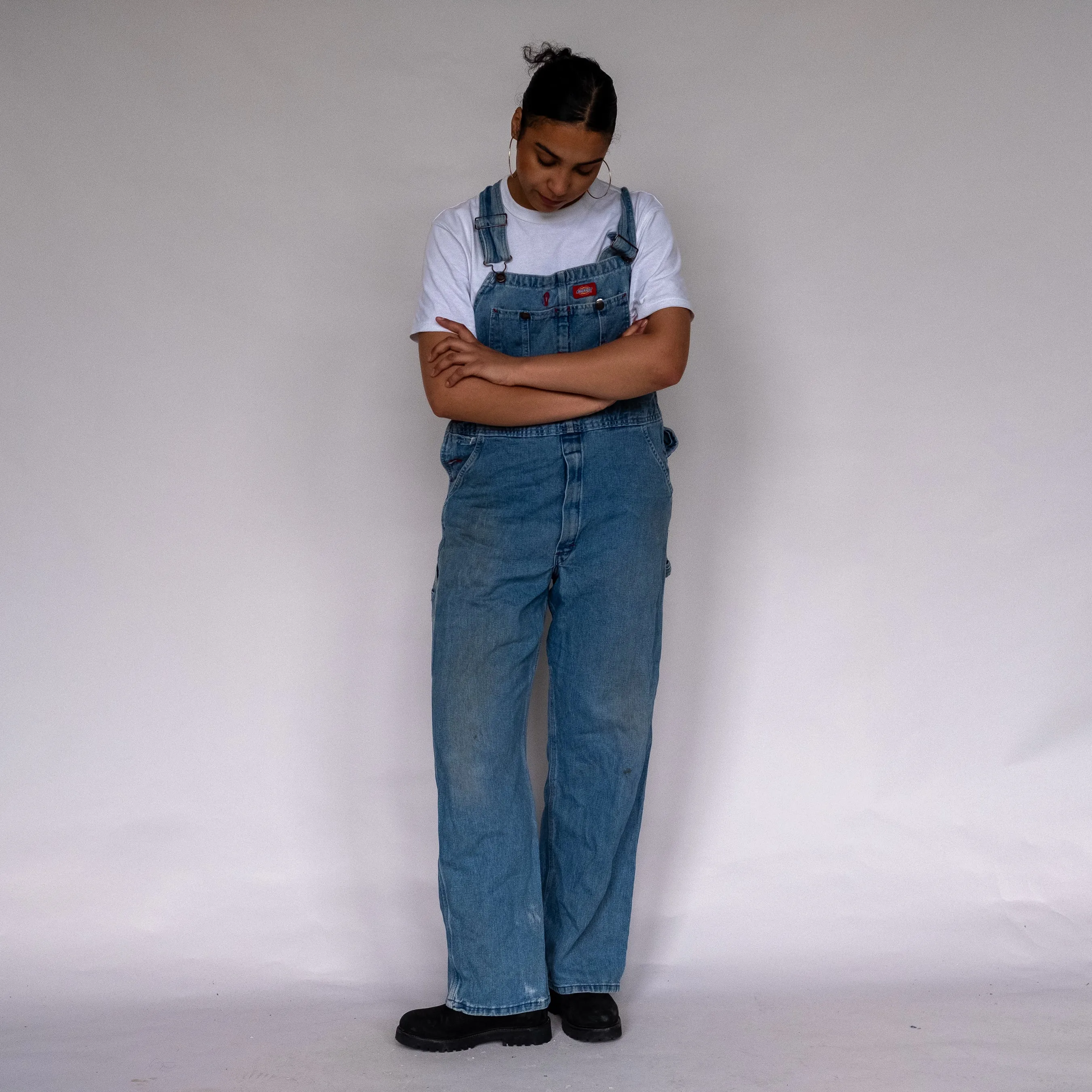 Light Blue 90s Dickies Denim Baggy Dungarees (S)