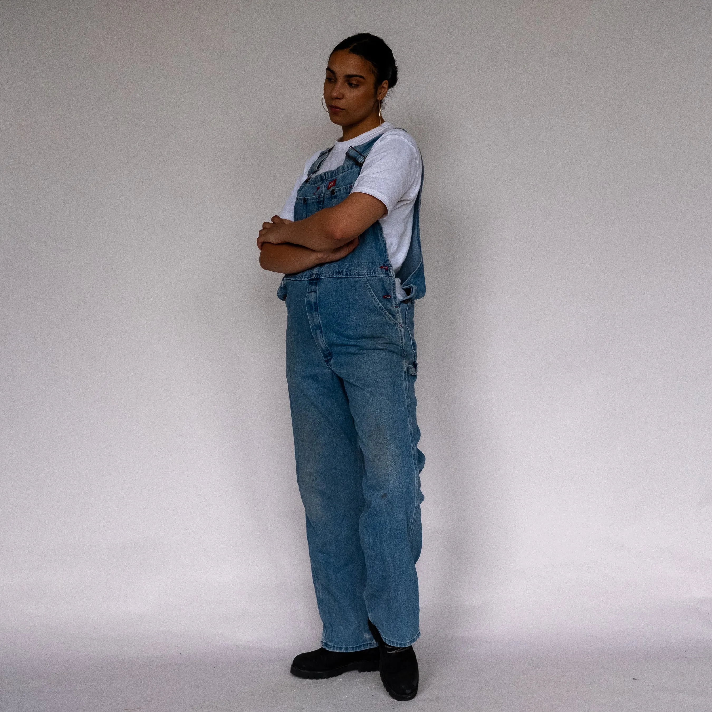 Light Blue 90s Dickies Denim Baggy Dungarees (S)