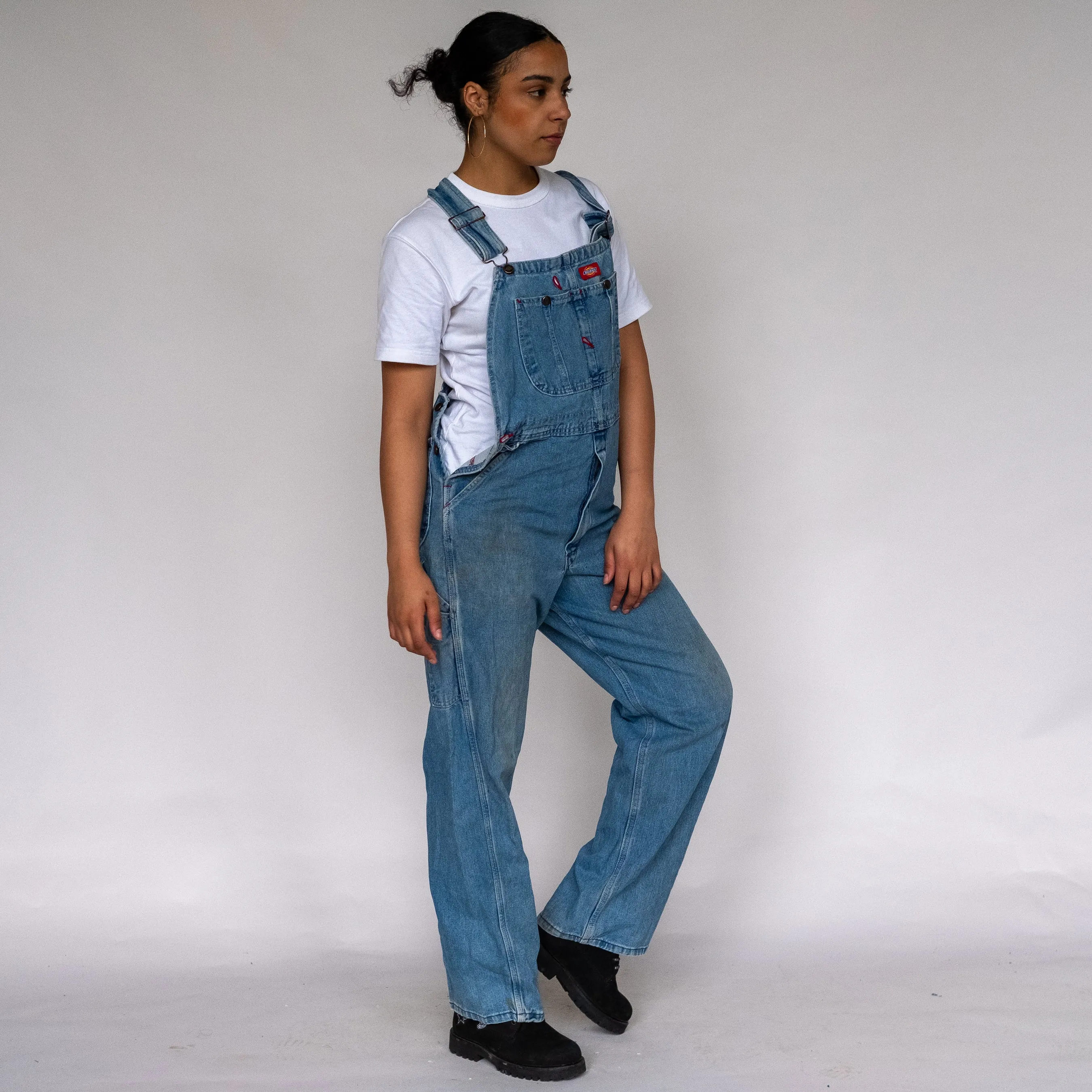 Light Blue 90s Dickies Denim Baggy Dungarees (S)