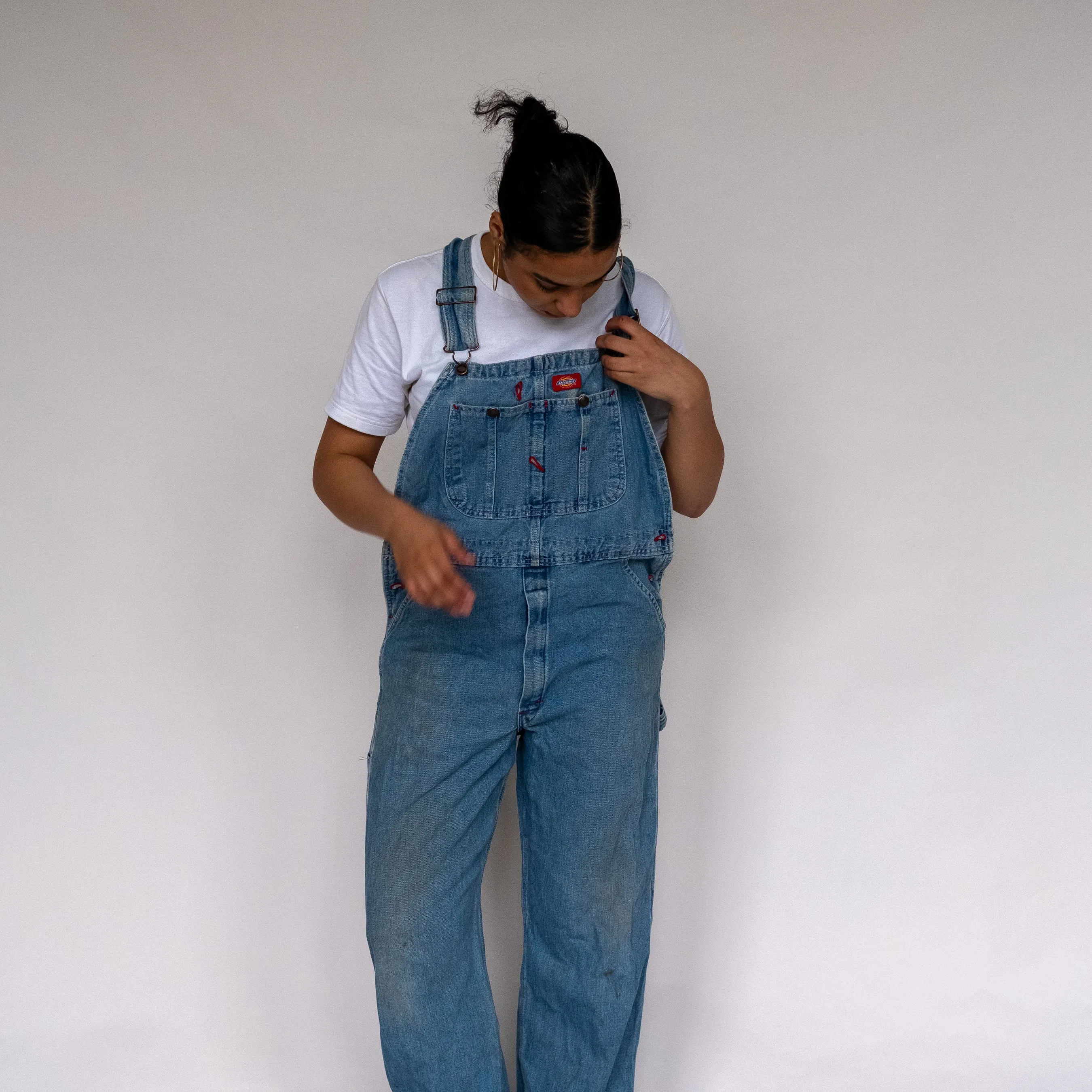 Light Blue 90s Dickies Denim Baggy Dungarees (S)