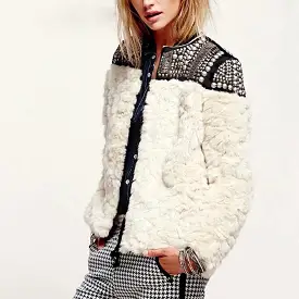 Light Faux Fur Studded Jacket