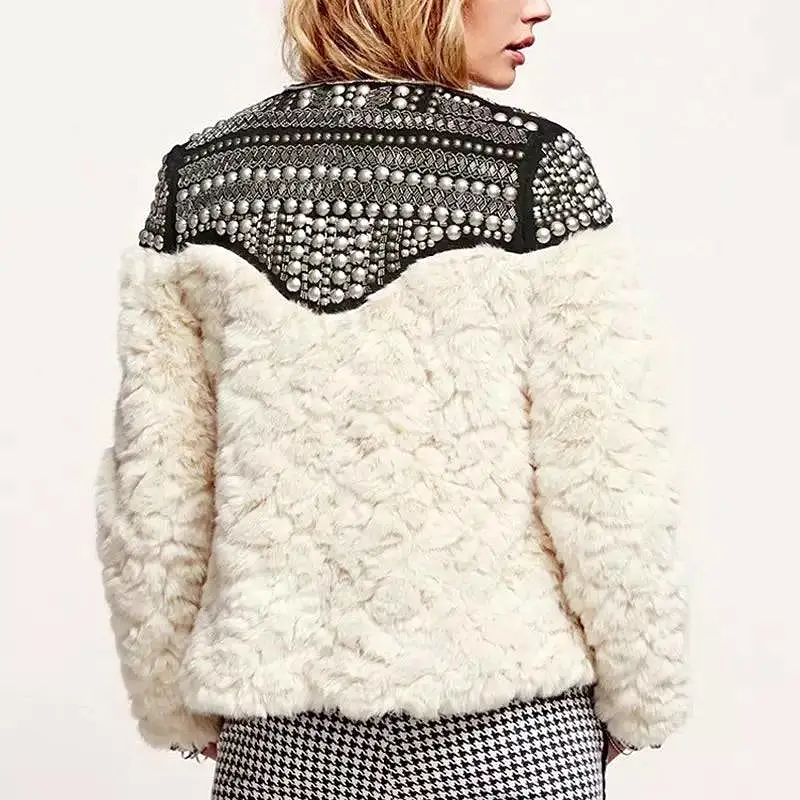 Light Faux Fur Studded Jacket