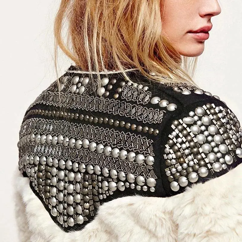 Light Faux Fur Studded Jacket