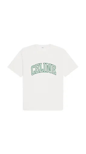 Loose Fit Cotton T-shirt - Off White/College Green