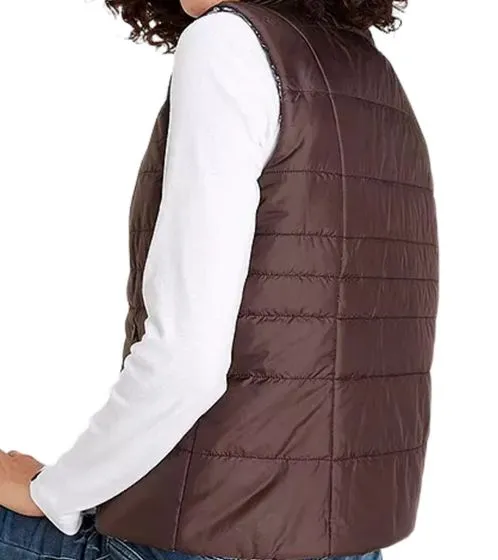 Lot de 2 gilets réversibles femme ALPENBLITZ, gilet matelassé uni et imprimé all-over 48569704 marron/noir/blanc