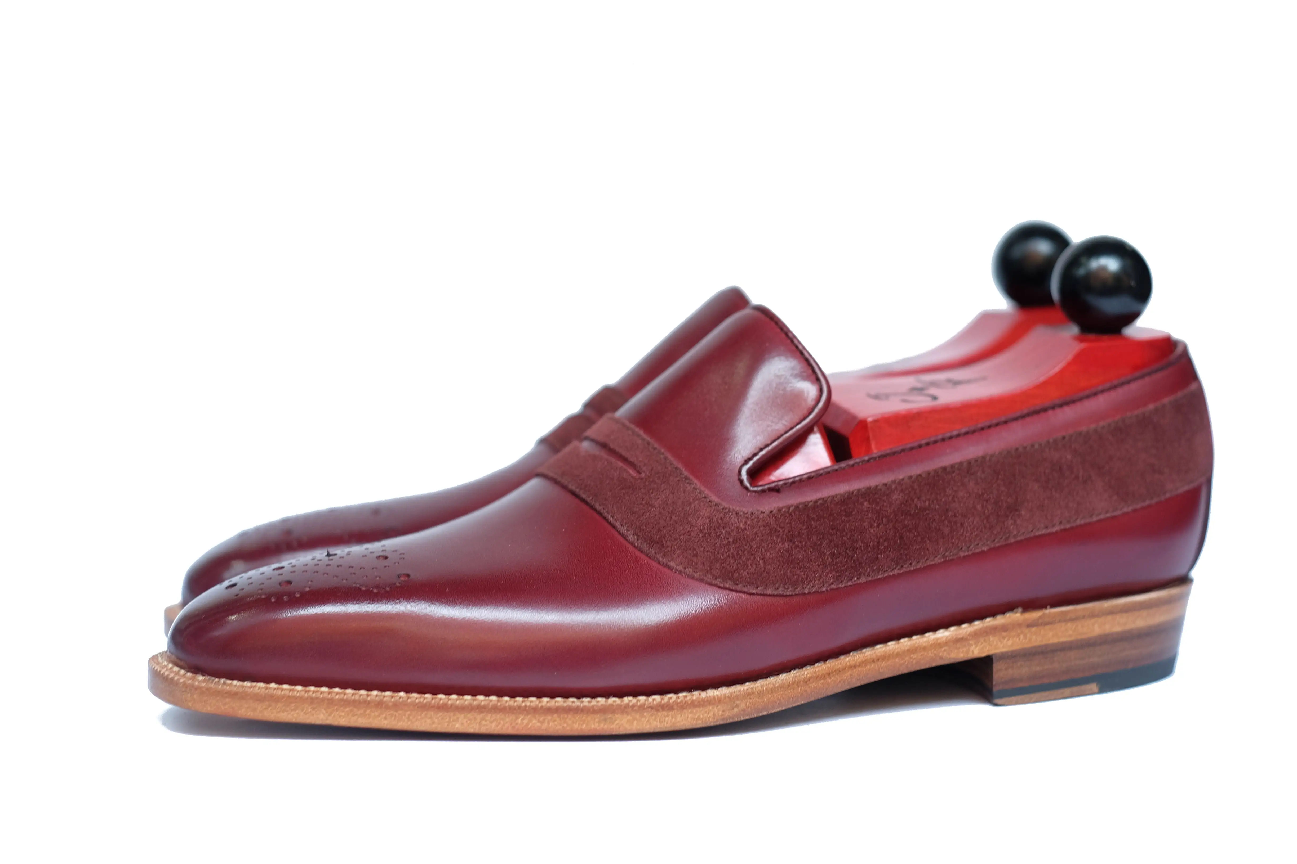 Marcos - MTO - Burgundy Calf / Burgundy Suede - LPB Last - Single Leather Sole