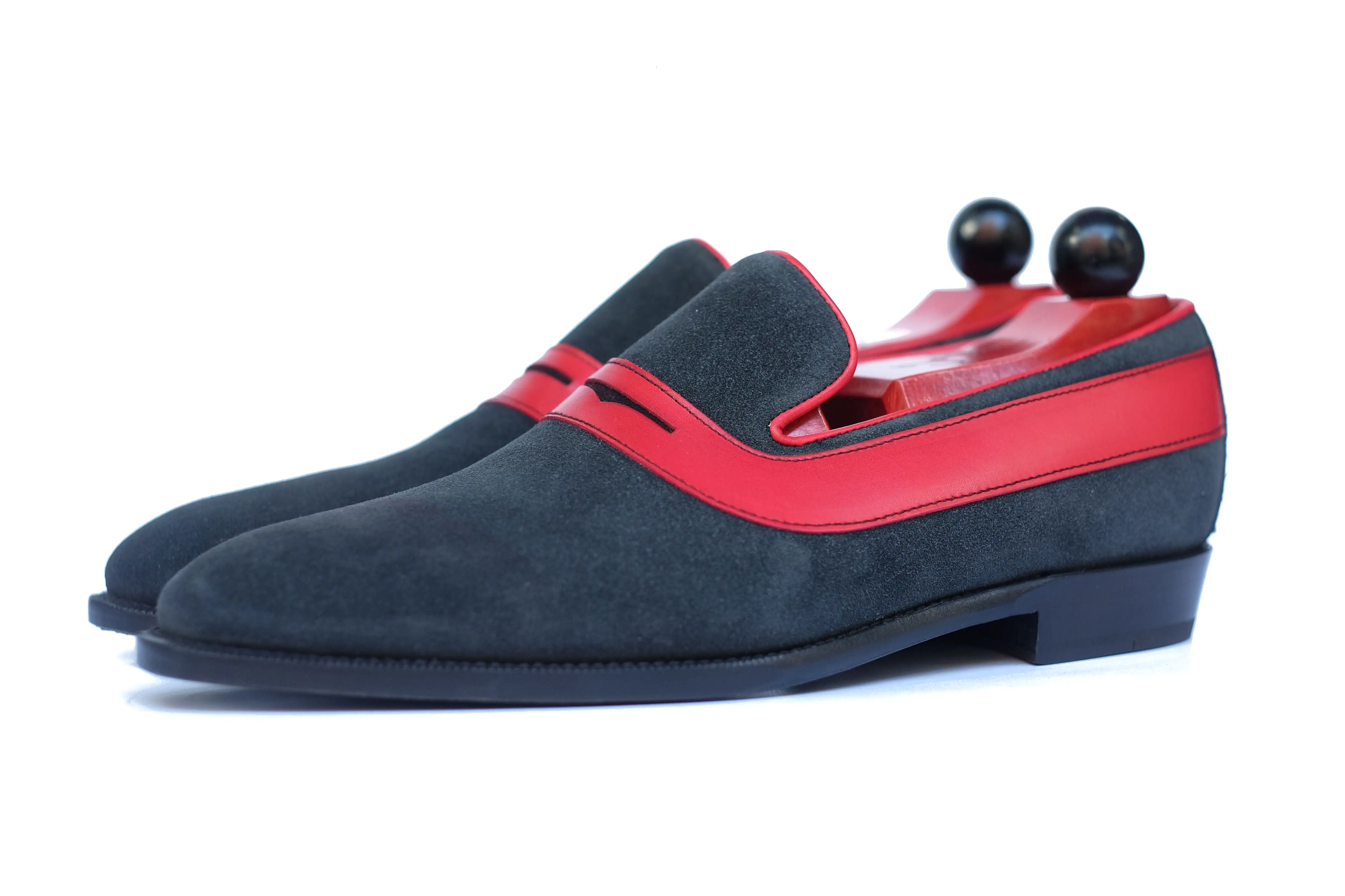 Marcos - MTO - Charcoal Suede / Red Calf - LPB Last - Single Leather Sole