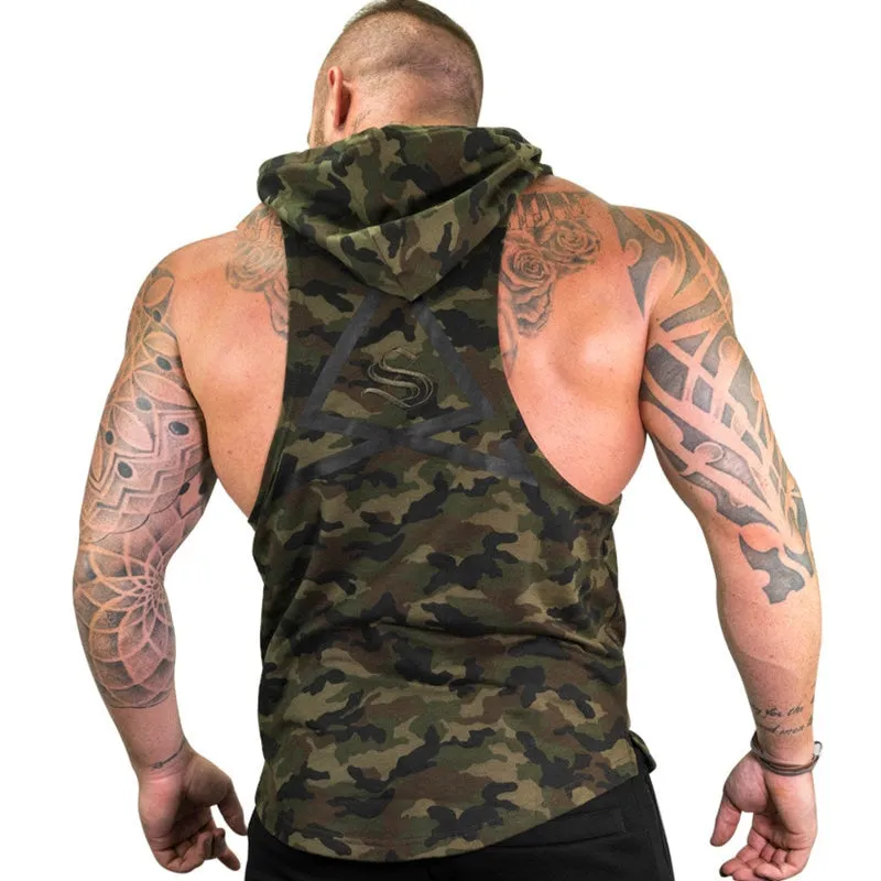 Mens Camouflage Bodybuilding Tank Hoodies