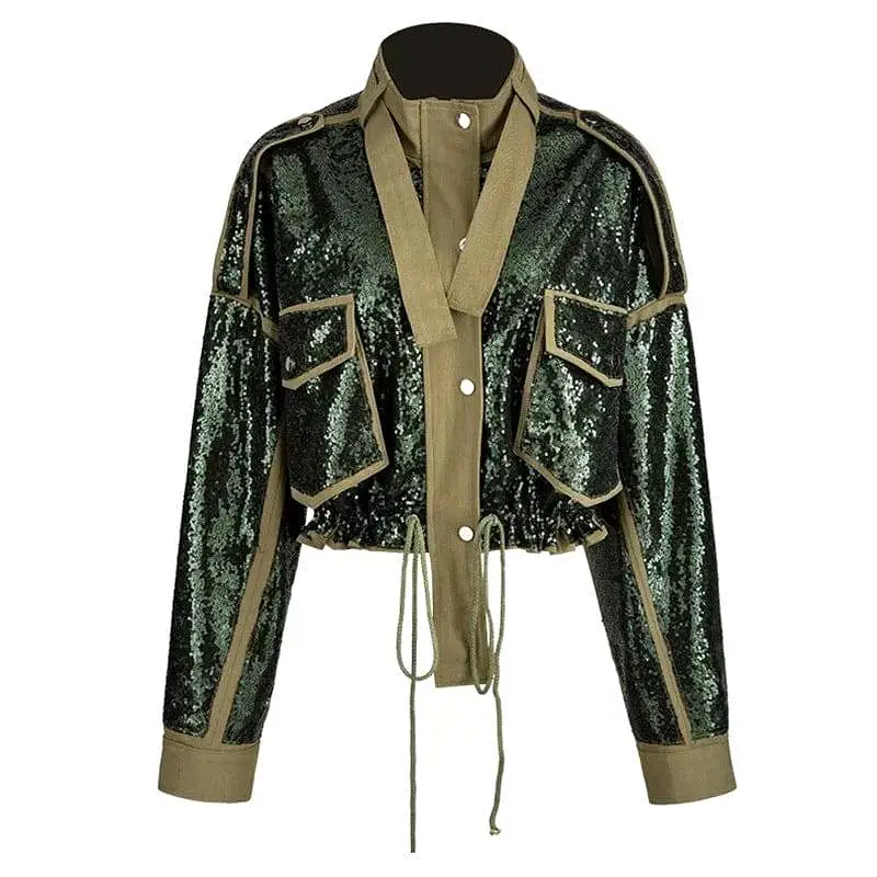 Military Chic Sequined Jacket